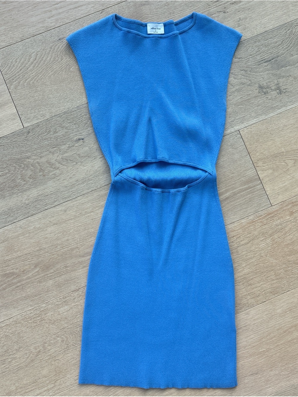 Aritzia Wilfred Royal Blue Cutout Knit Mini Dress